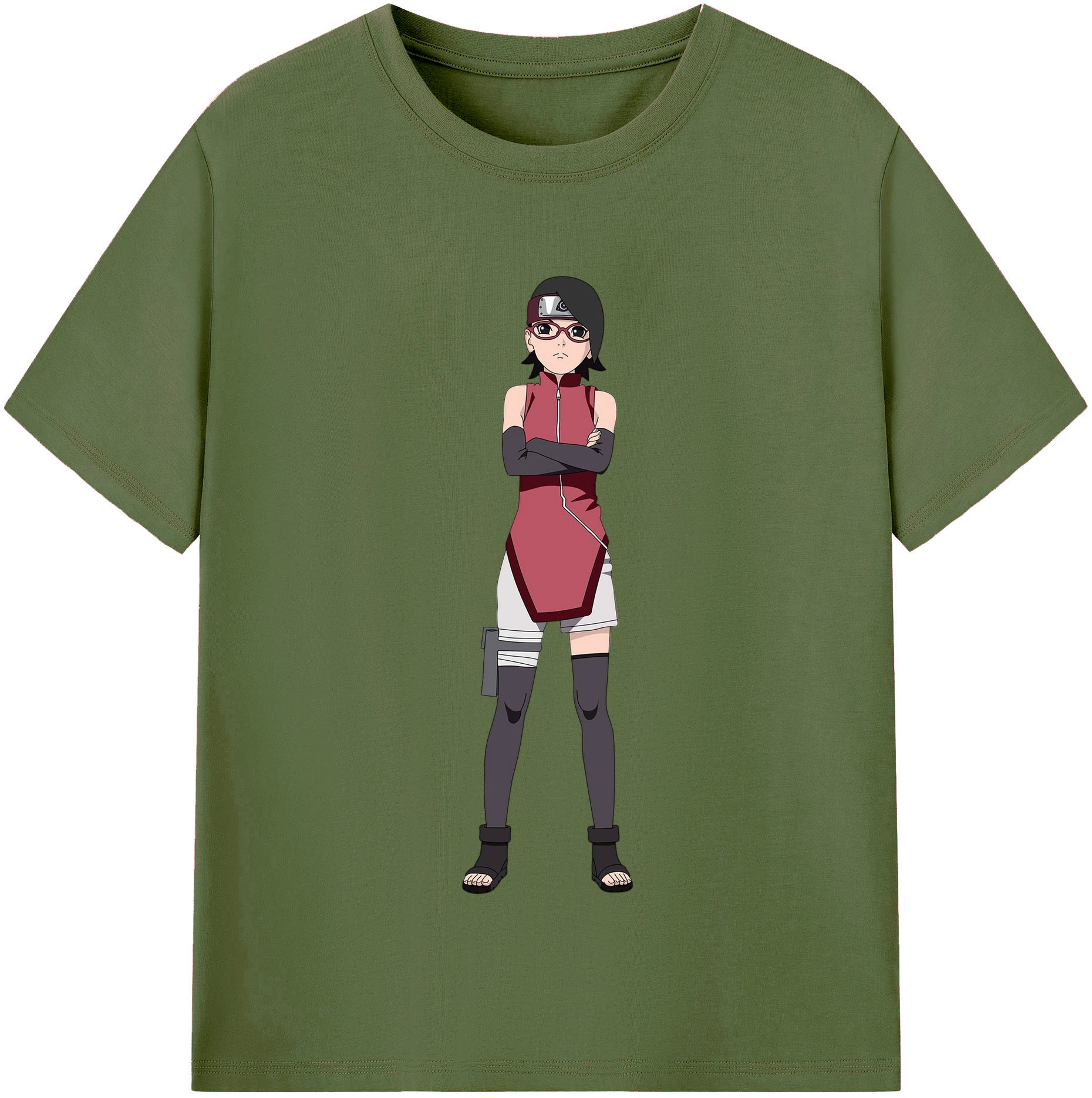 （画像用） NARUTO -ナルト- うちは サラダ Uchiha Sarada 綿100％半袖Tシャツ（フロントプリント）